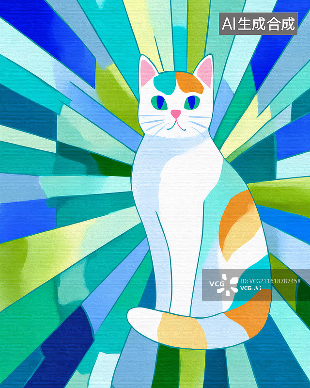 【AI数字艺术】抽象背景的猫图片素材