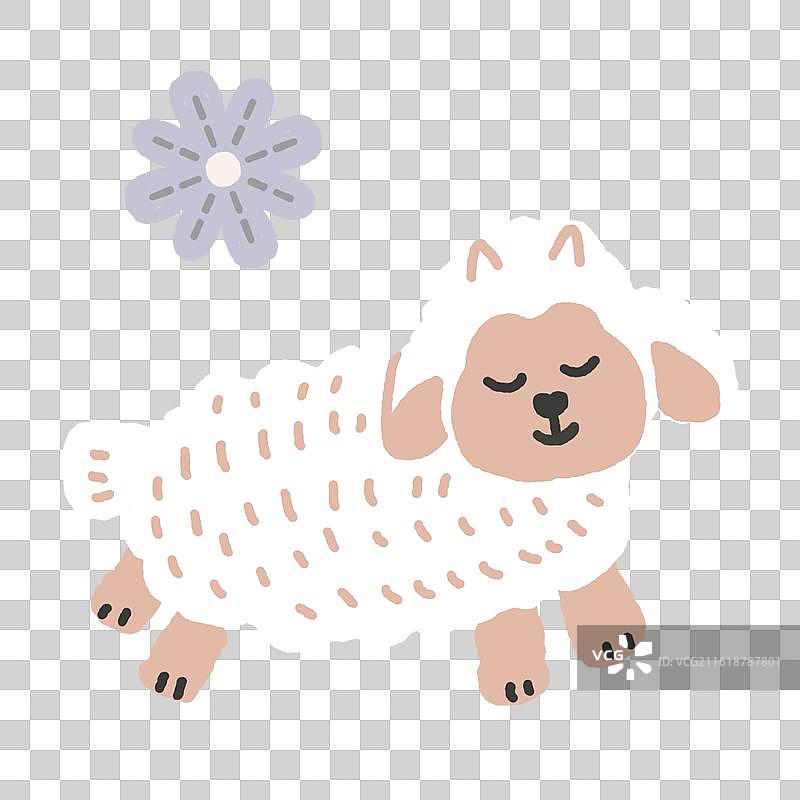 闻着花香散步的小羊图片素材