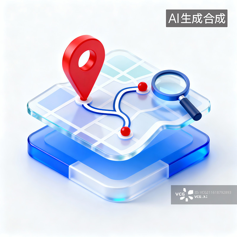 【AI数字艺术】3D渲染，地图，位置，图形图标，旅游旅行，露营，卫星导航定位图片素材