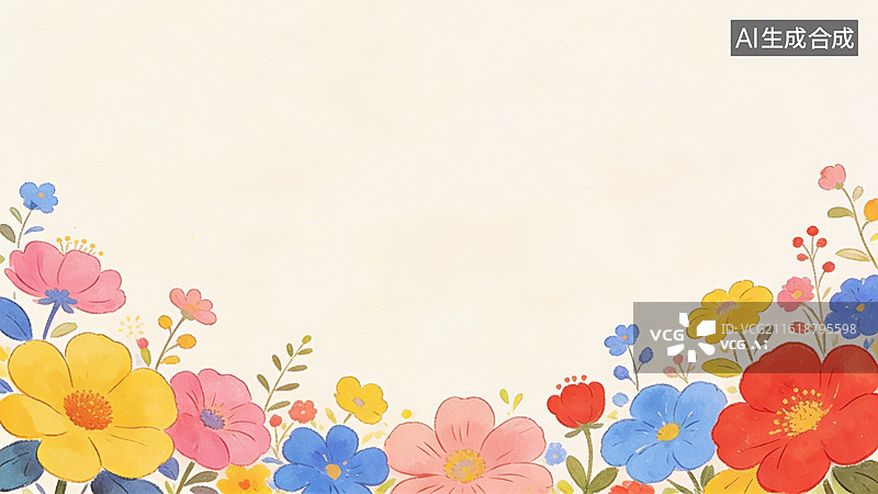 【AI数字艺术】彩色花卉边框图案图片素材
