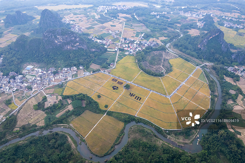 春北十里画廊稻田秋色（山水画廊），广东省阳江市阳春市春湾镇图片素材