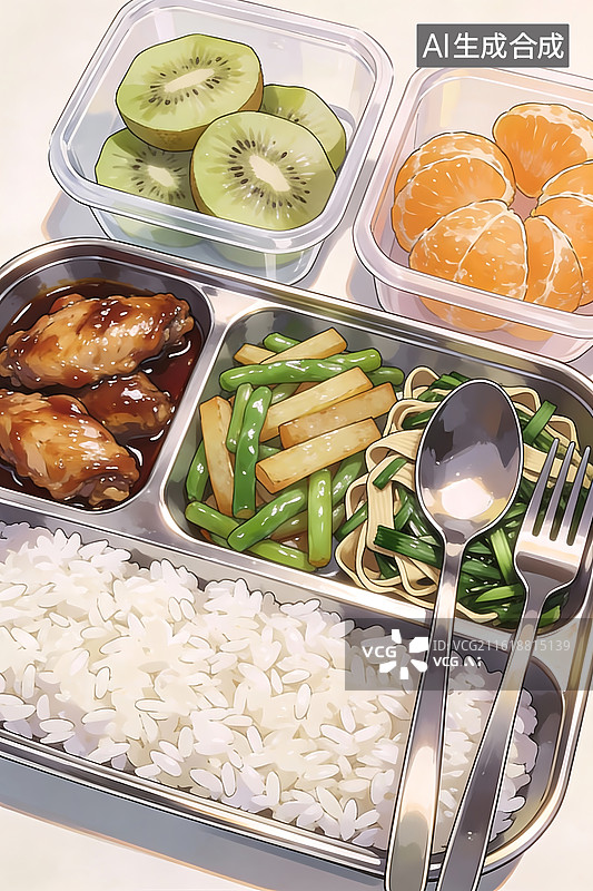 【AI数字艺术】便当盒分格餐食搭配图片素材