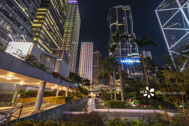 香港中环夜景高楼图片素材