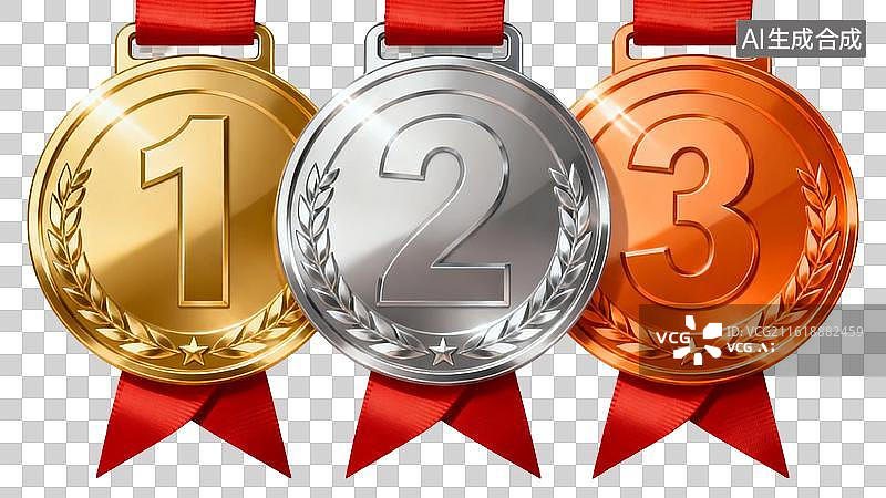【AI数字艺术】金银铜三色奖牌展示图片图片素材