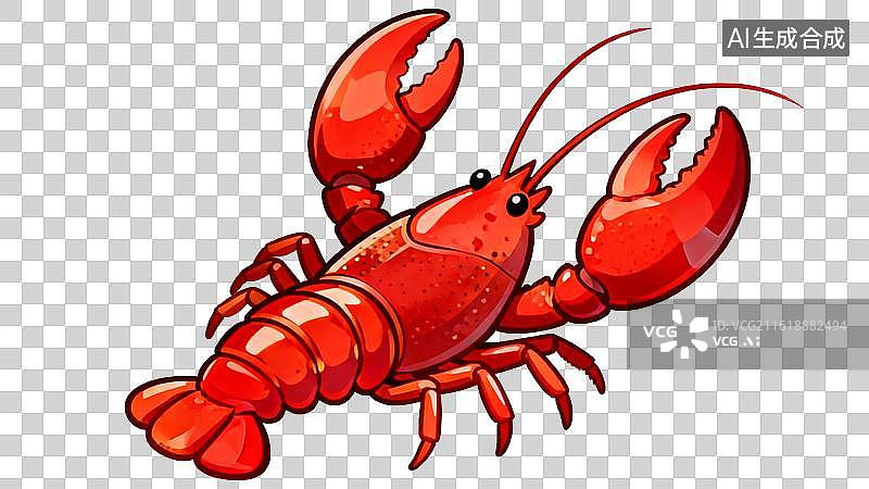 【AI数字艺术】红色卡通龙虾形象图片图片素材