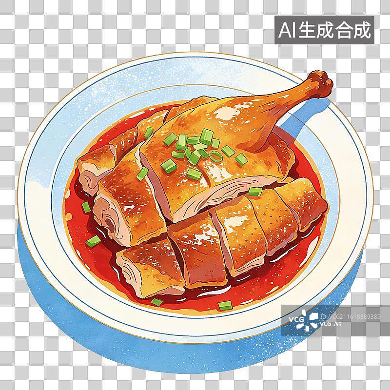 【AI数字艺术】一碟烧鹅美食插画图片素材