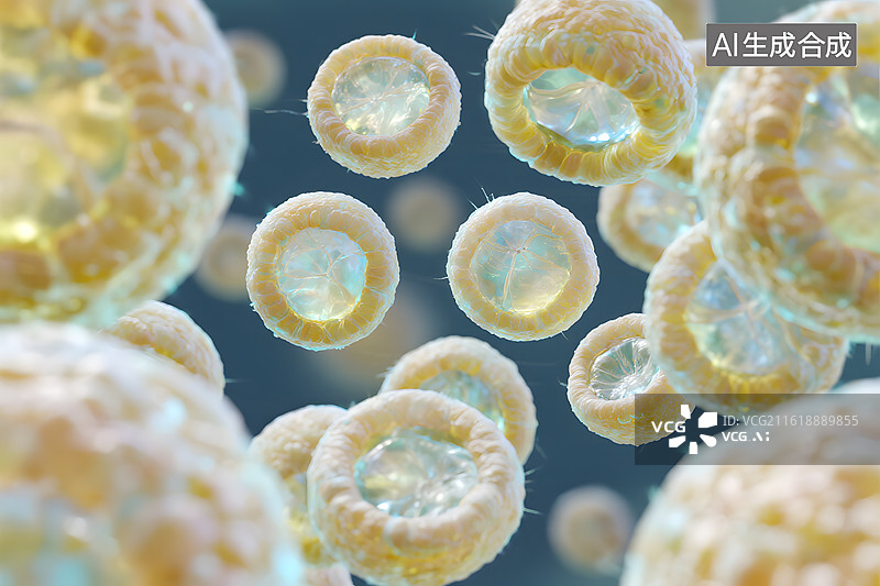 【AI数字艺术】微观细胞结构特写图片素材