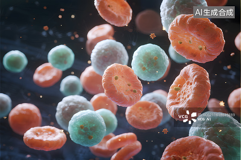【AI数字艺术】微观细胞结构特写图片素材