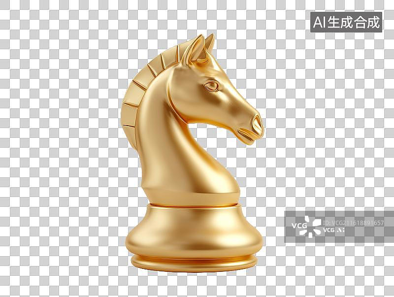【AI数字艺术】一颗金色的象棋马图片素材