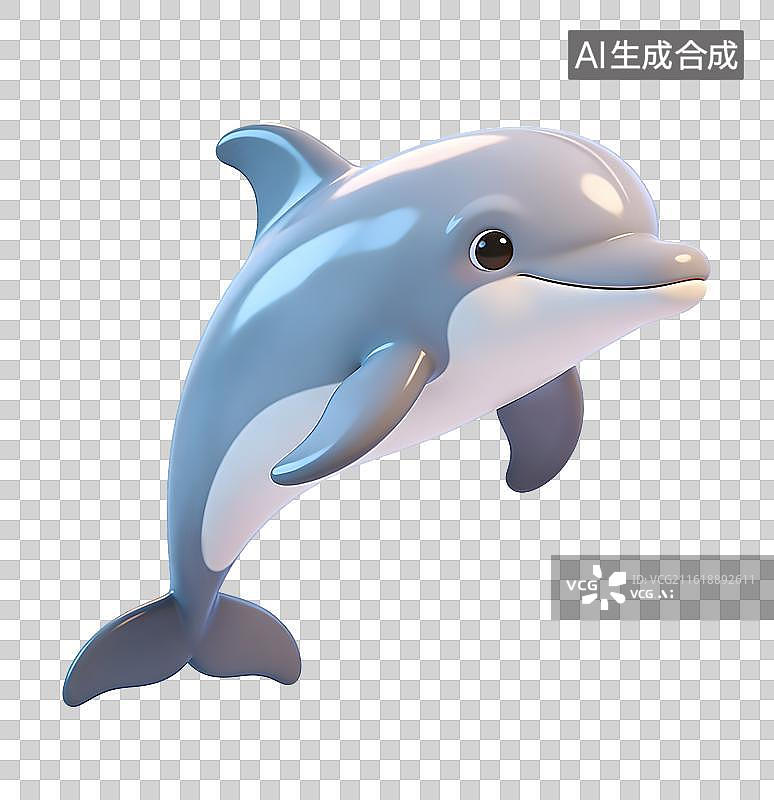 【AI数字艺术】海豚海洋生物3D卡通插画元素图片素材