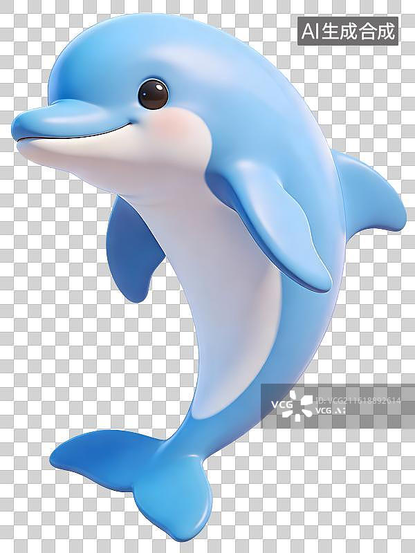【AI数字艺术】海豚海洋生物3D卡通插画元素图片素材