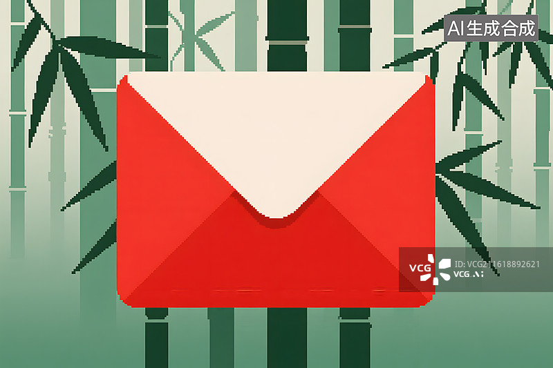 【AI数字艺术】红信封与竹林背景图片素材