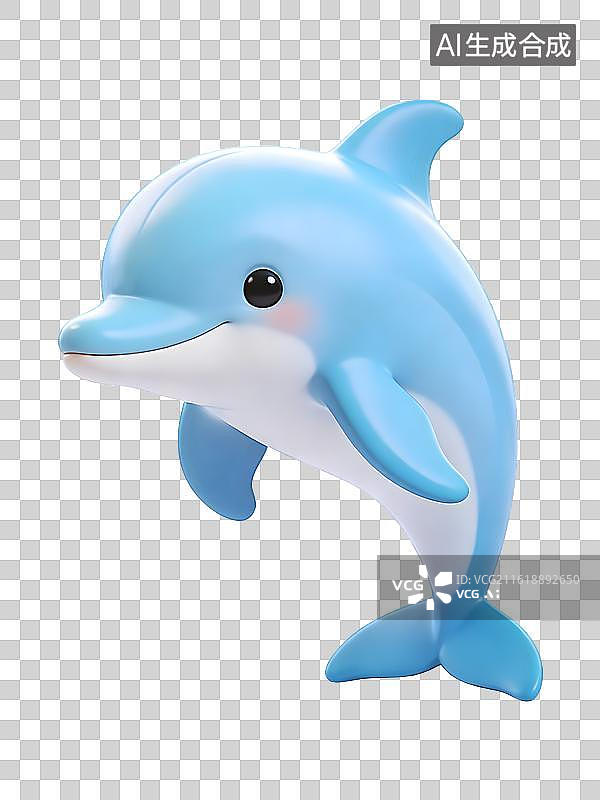 【AI数字艺术】海豚海洋生物3D卡通插画元素图片素材