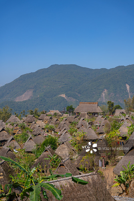 沧源翁丁古寨原始部落全景图片素材