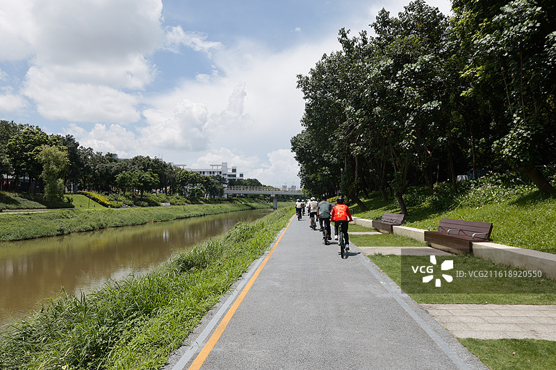茅洲河水岸骑行道图片素材