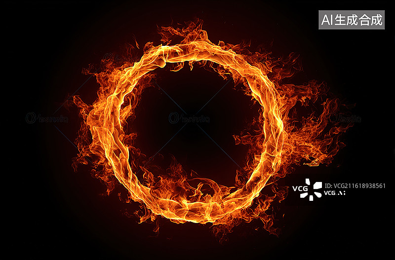【AI数字艺术】火焰环绕的圆形图案图片素材