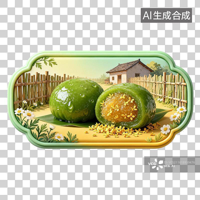 【AI数字艺术】青团美食插画图片素材