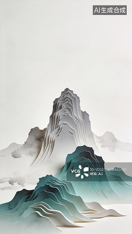 【AI数字艺术】层峦叠嶂的山水画图片素材