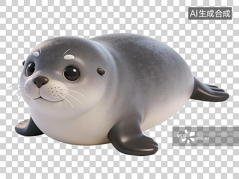 【AI数字艺术】海豹海洋生物3D卡通插画元素图片素材