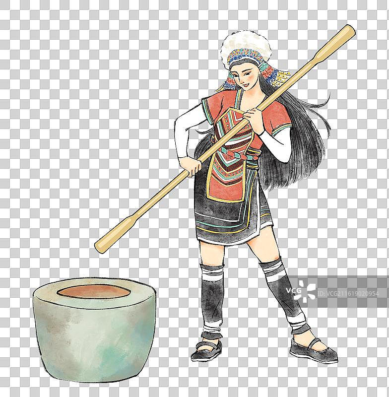 56民族，台湾少数民族高山族，乐杵。图片素材