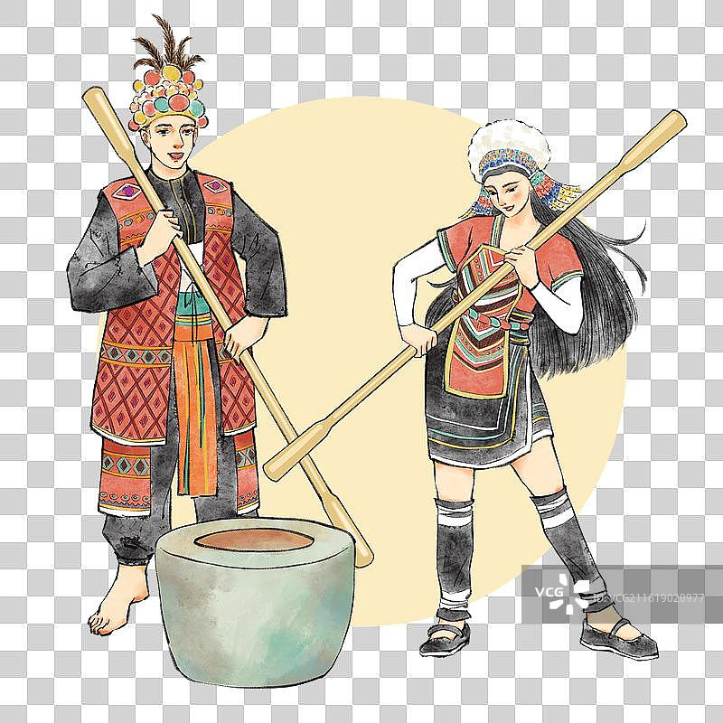 56民族，台湾少数民族高山族，乐杵。图片素材