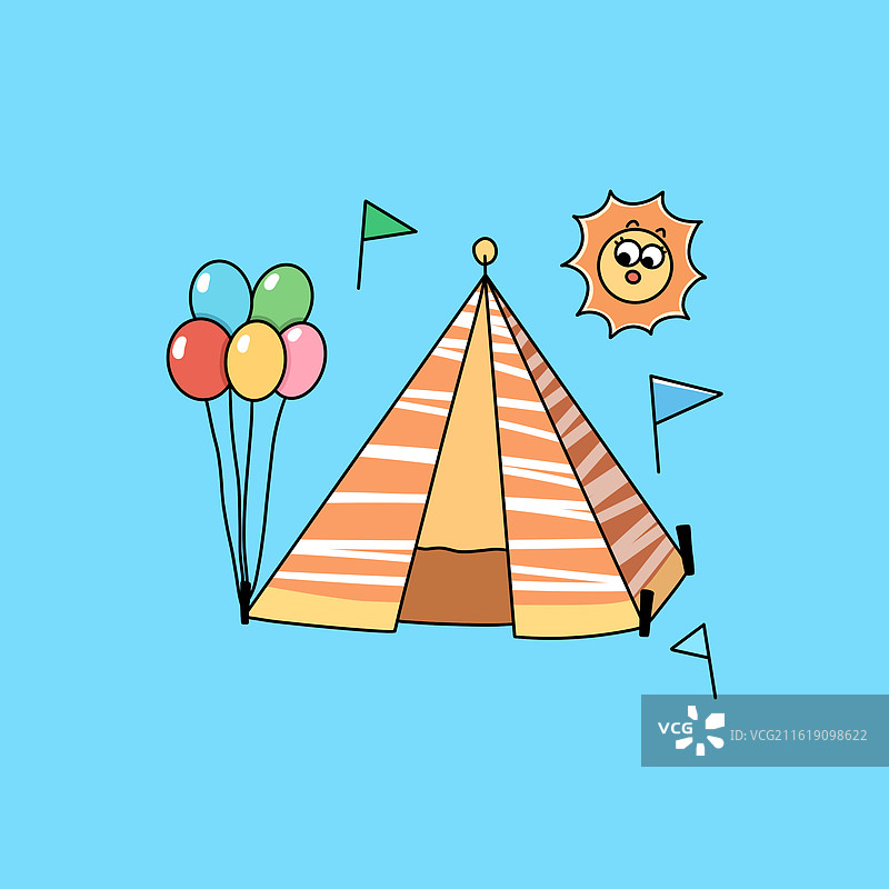 露营帐篷卡通插画图片素材