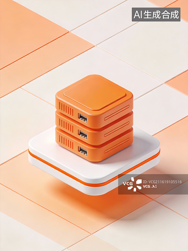 【AI数字艺术】橙色便携式电子设备堆叠图片素材