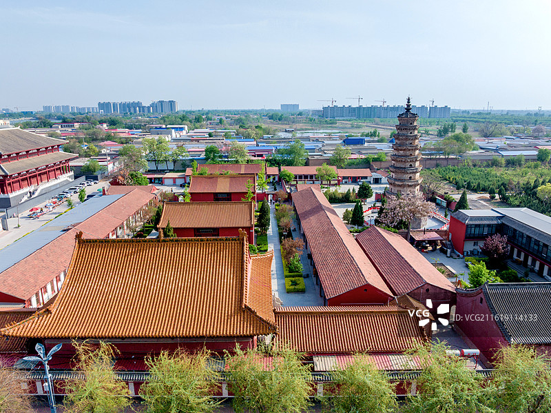 中国河北邢台南宫市普彤寺普彤塔航拍风光图片素材