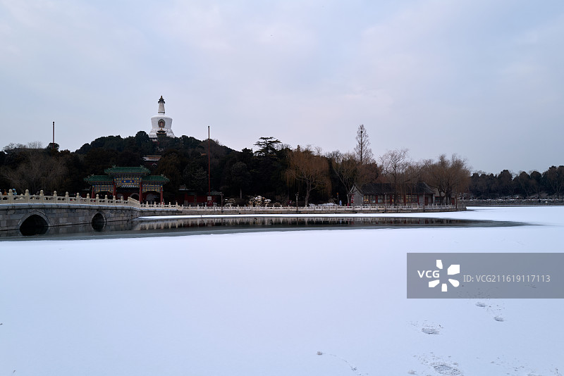 北京北海公园雪景Snow Scenery of Beijing Beihai Park图片素材
