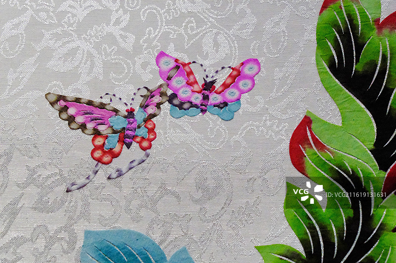 蝶恋花蔚县剪纸。牡丹花蝴蝶设计素材元素壁纸图片素材