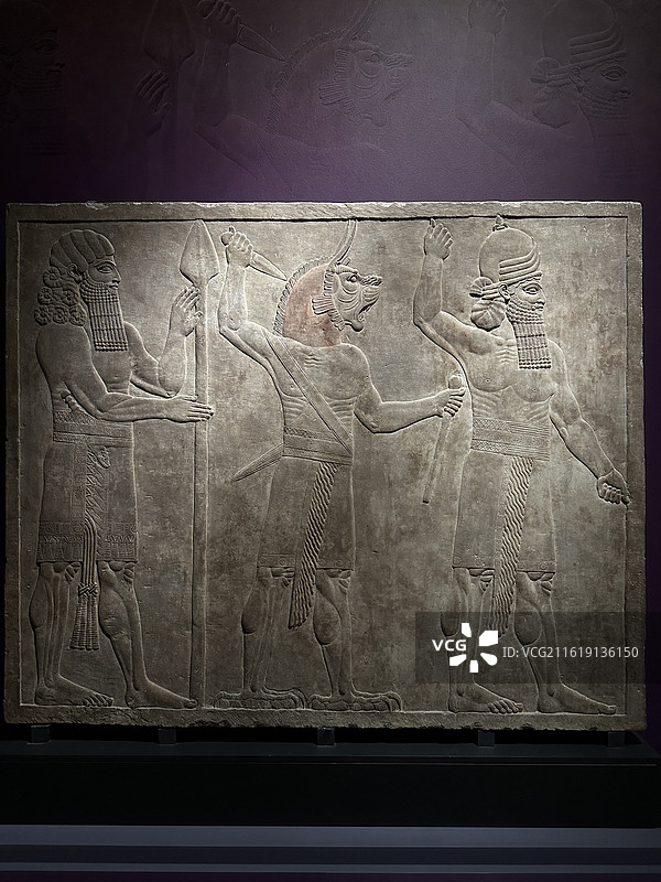 亚述巴尼拔石雕墙板图片素材