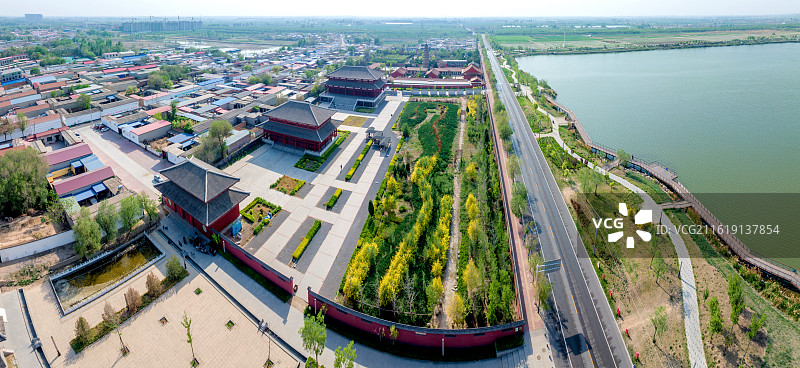 中国河北邢台南宫市普彤寺普彤塔航拍风光图片素材