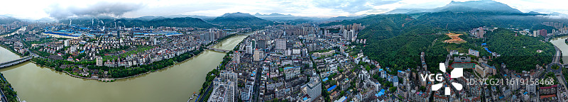 三明市三线建设城市风光航拍全景 梅岭新村 戴云山武夷山脉丘陵峡谷阶地河流地形 沙溪河图片素材