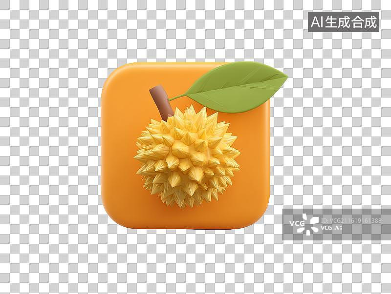 【AI数字艺术】榴莲在橙色方块标签上图片素材