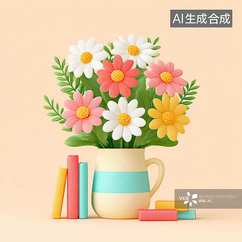 【AI数字艺术】花瓶中的花朵图片素材