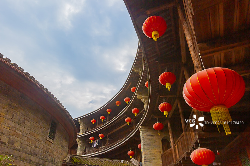 福建龙岩市：永定土楼，振成楼，朝阳楼，景阳楼，奎聚楼，妈祖庙图片素材