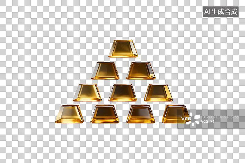 【AI数字艺术】金字塔形排列的金色块状物图片素材