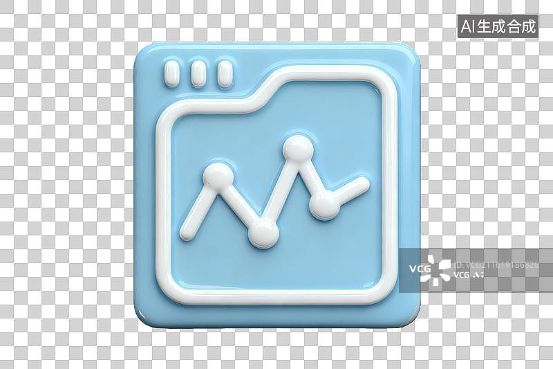 【AI数字艺术】蓝色文件夹图标内含折线图图片素材