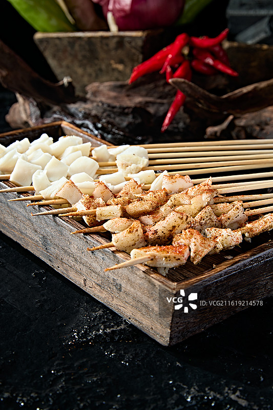 烧烤食材牛心管黄喉片图片素材