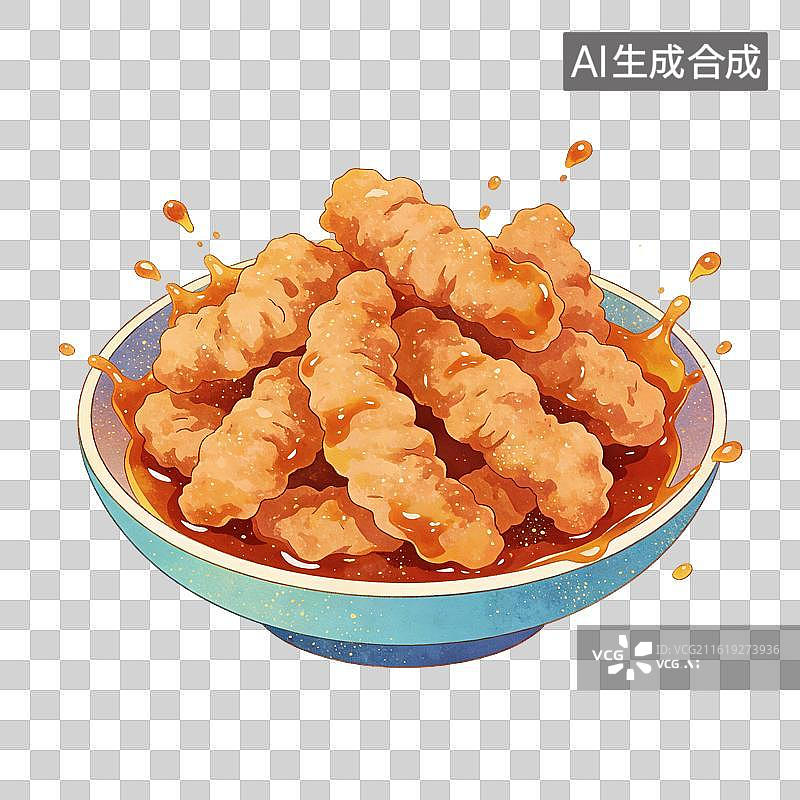 【AI数字艺术】小酥肉美食插画图片素材