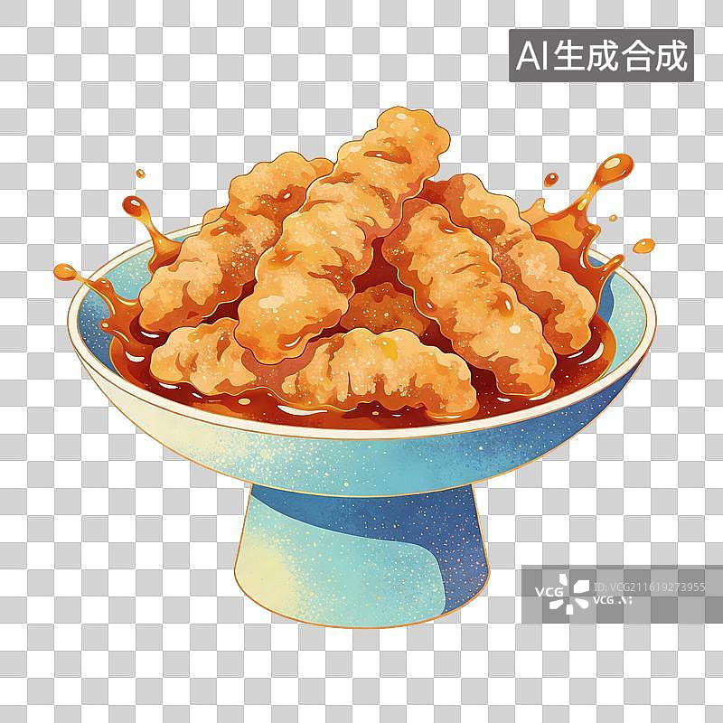 【AI数字艺术】小酥肉美食插画图片素材