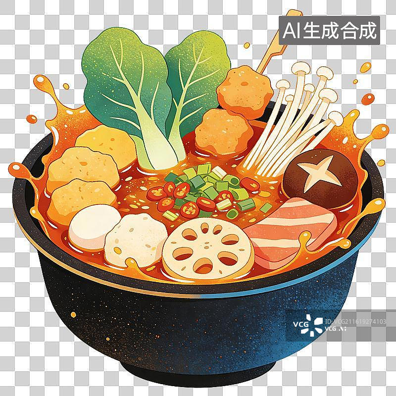 【AI数字艺术】麻辣烫美食插画图片素材