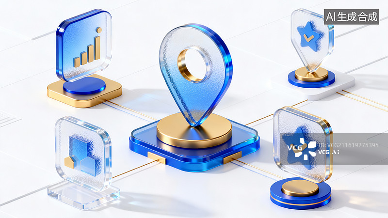 【AI数字艺术】定位符号科技感商务发布会背景图片素材