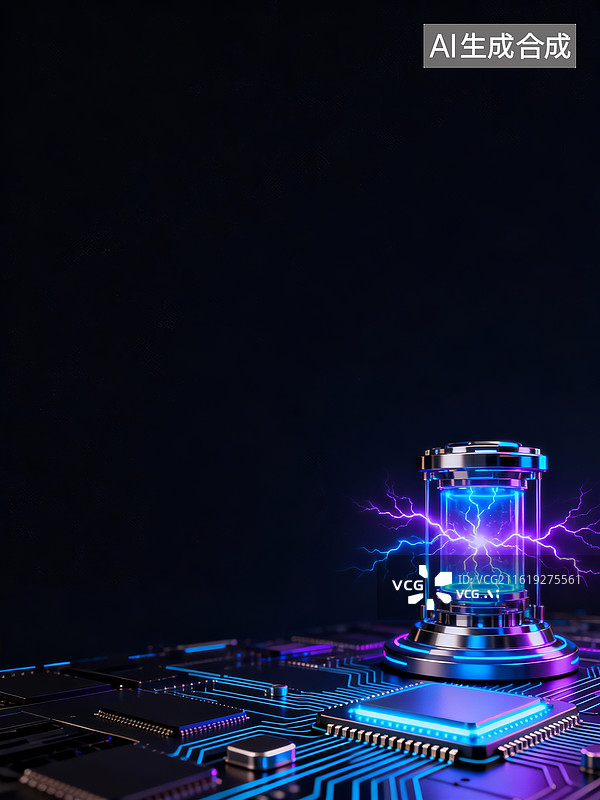 【AI数字艺术】科技芯片能量视觉互联网峰会背景图片素材