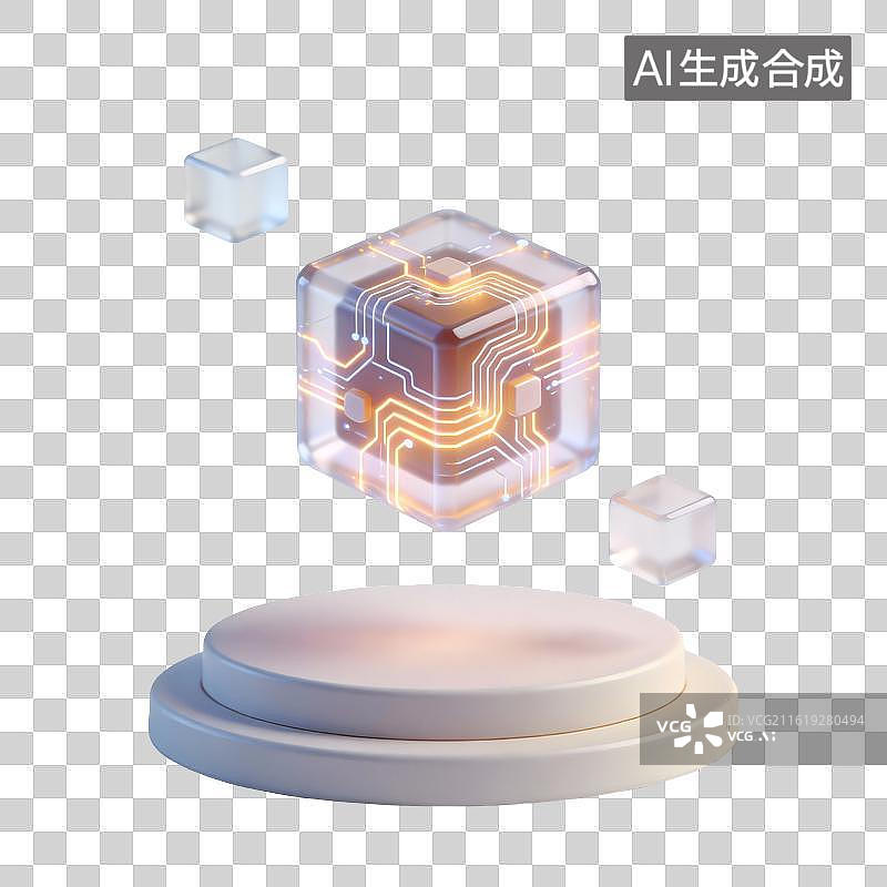 【AI数字艺术】立方体科技概念插画图片素材