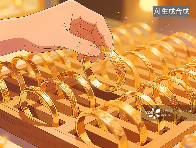 【AI数字艺术】手拿金手镯插画图片素材