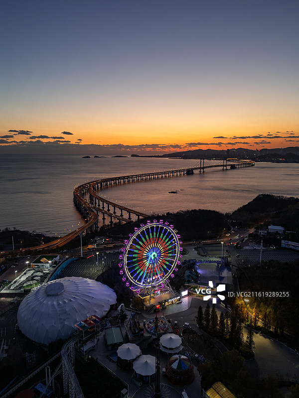 大连浪漫之星星海湾日落图片素材