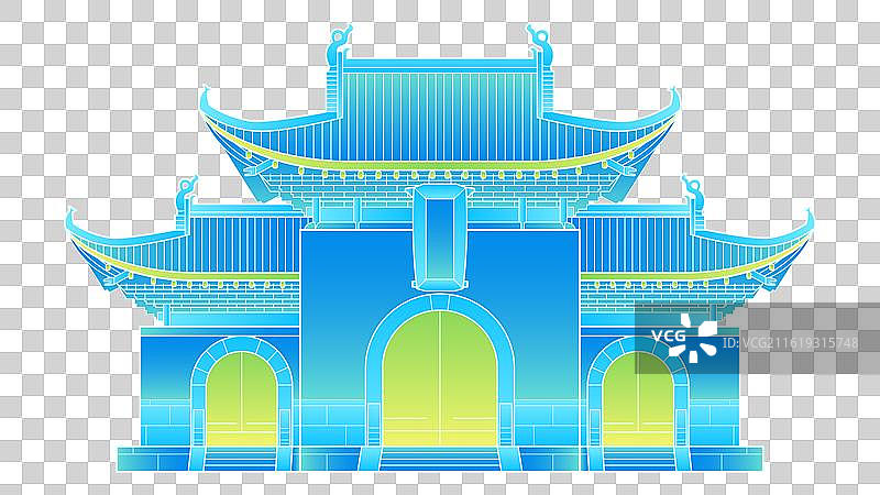 武汉归元寺矢量插画元素图片素材