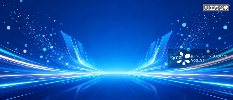 【AI数字艺术】蓝色抽象科技未来感背景图片素材