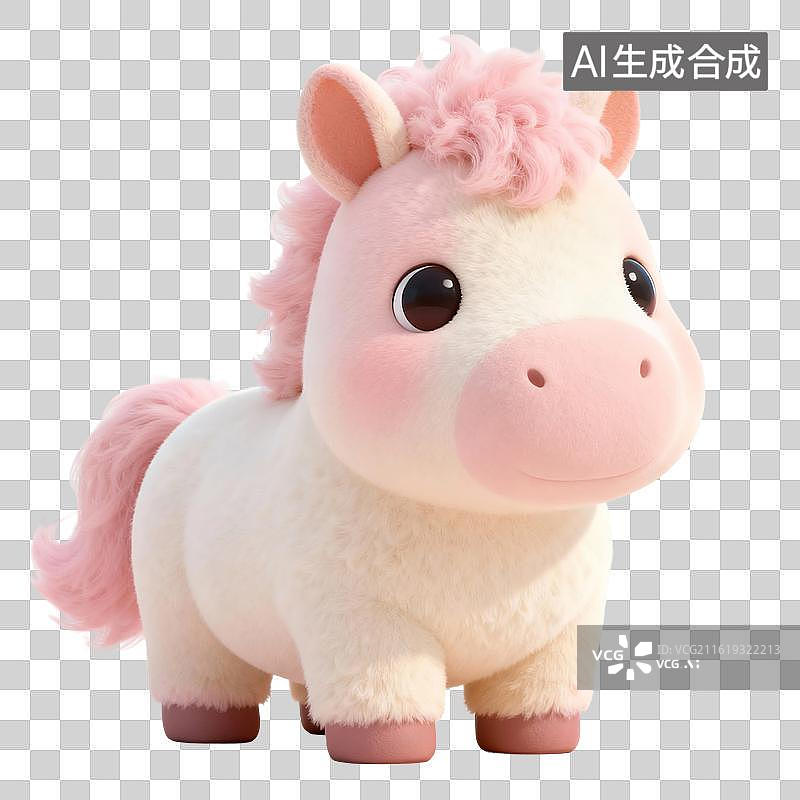 【AI数字艺术】3D渲染，可爱的的卡通小马，马年，马，马年春节促销，十二生肖，免抠元素图片素材